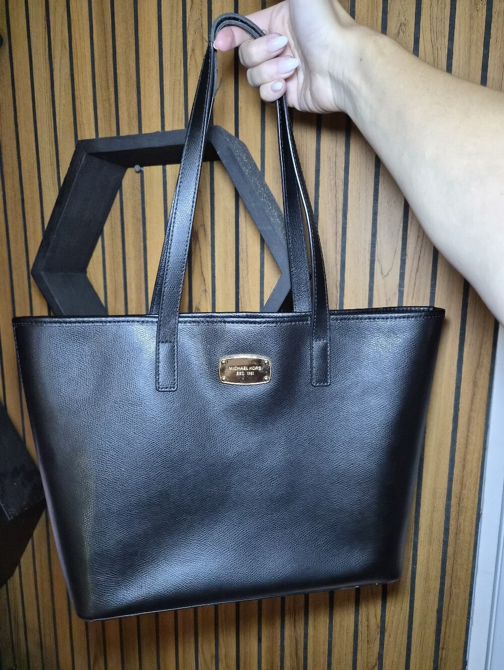 Michael Kors Black Leather Tote Bag Shoulder Purse